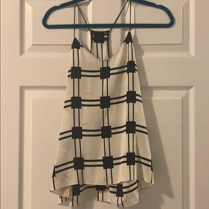 Tibi Black & White Silk Tank Top, Size 4